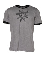 T-shirt ras du cou en coton gris Sacré-Cœur Dolce &amp; Gabbana