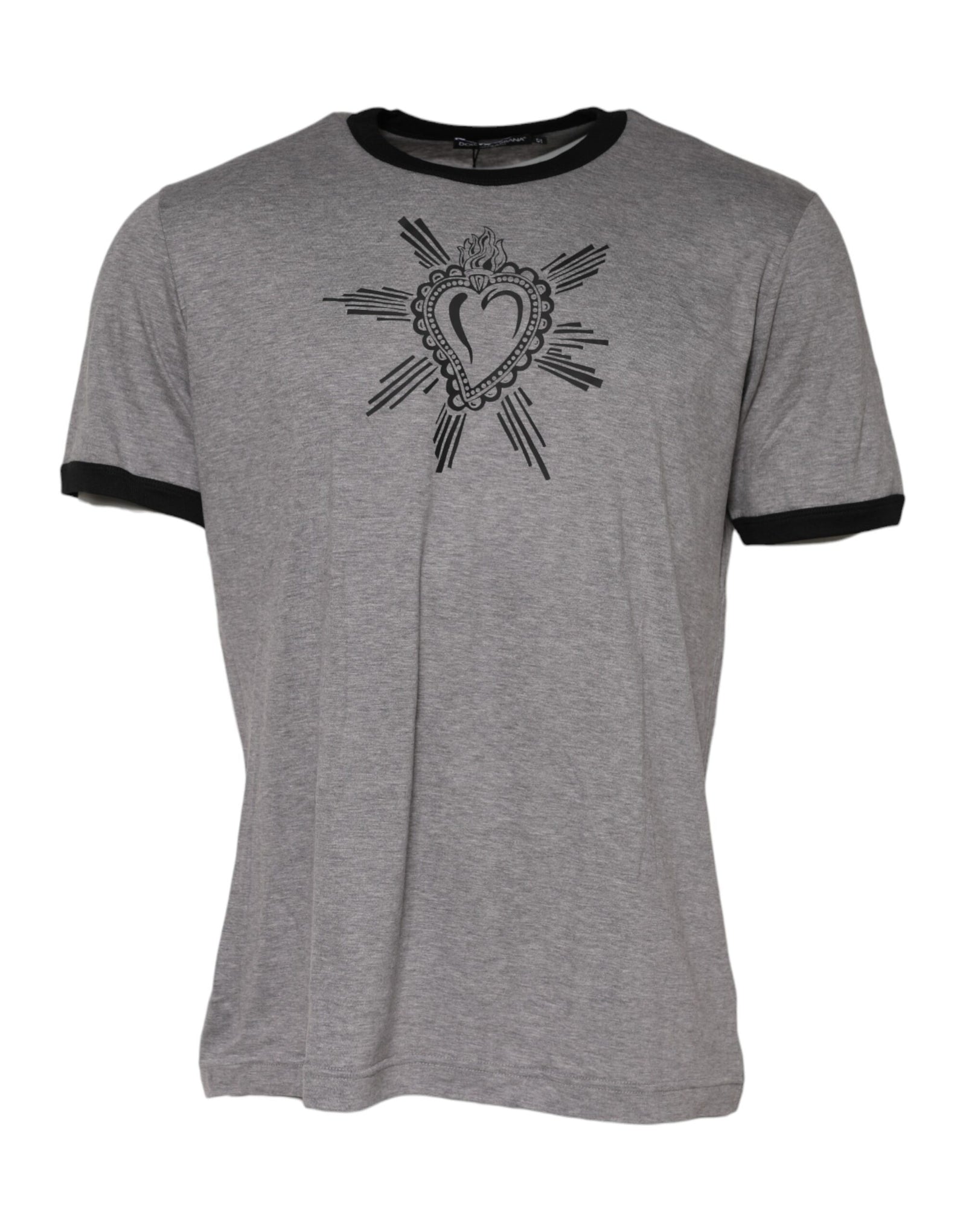 T-shirt ras du cou en coton gris Sacré-Cœur Dolce &amp; Gabbana