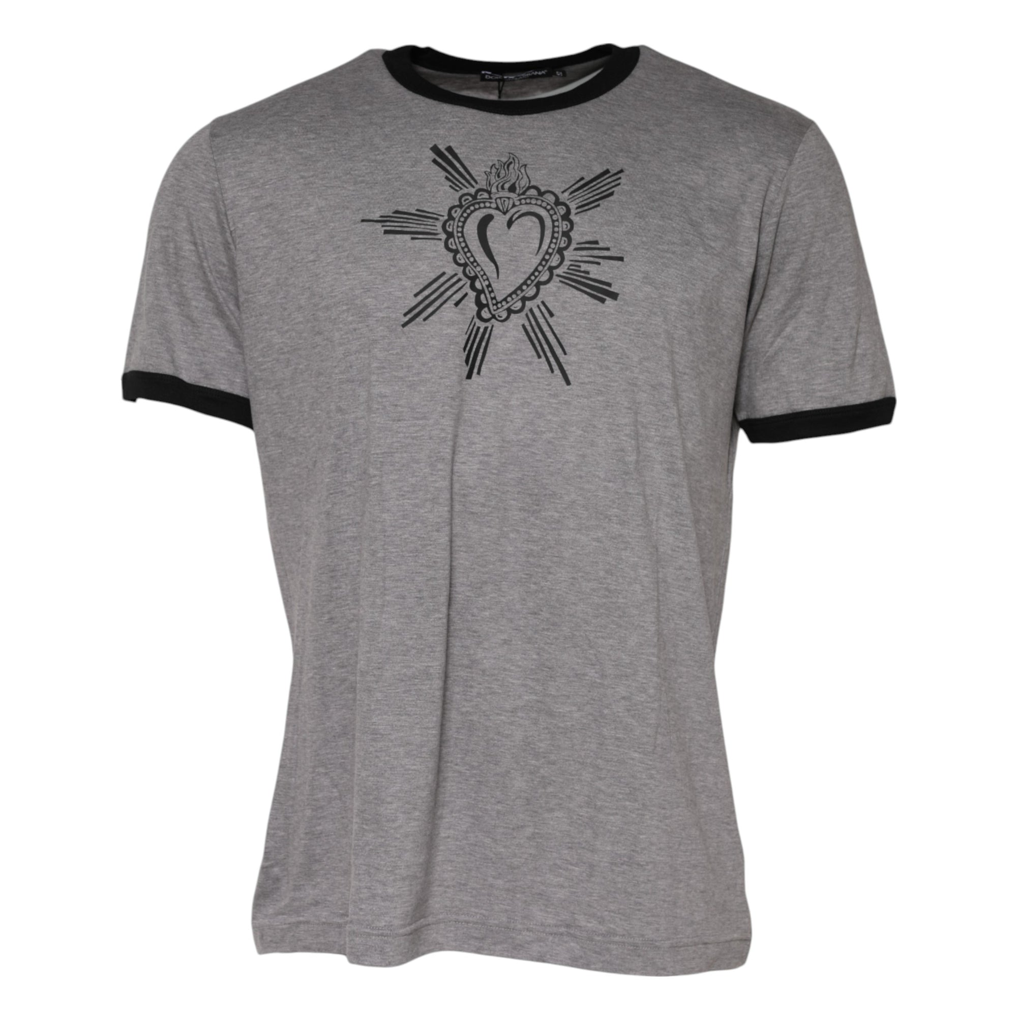 T-shirt ras du cou en coton gris Sacré-Cœur Dolce &amp; Gabbana