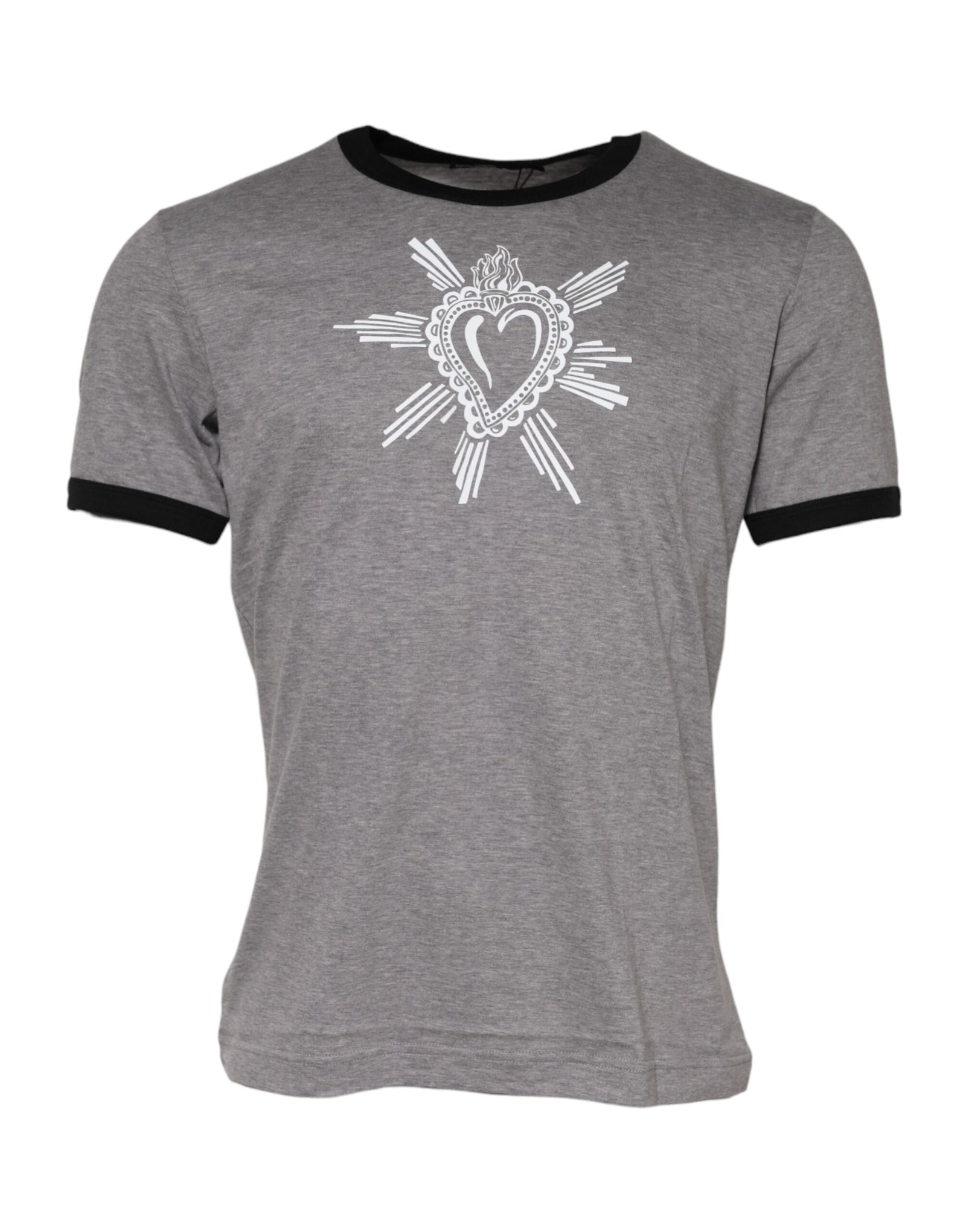 T-shirt ras du cou en coton gris Sacré-Cœur Dolce &amp; Gabbana