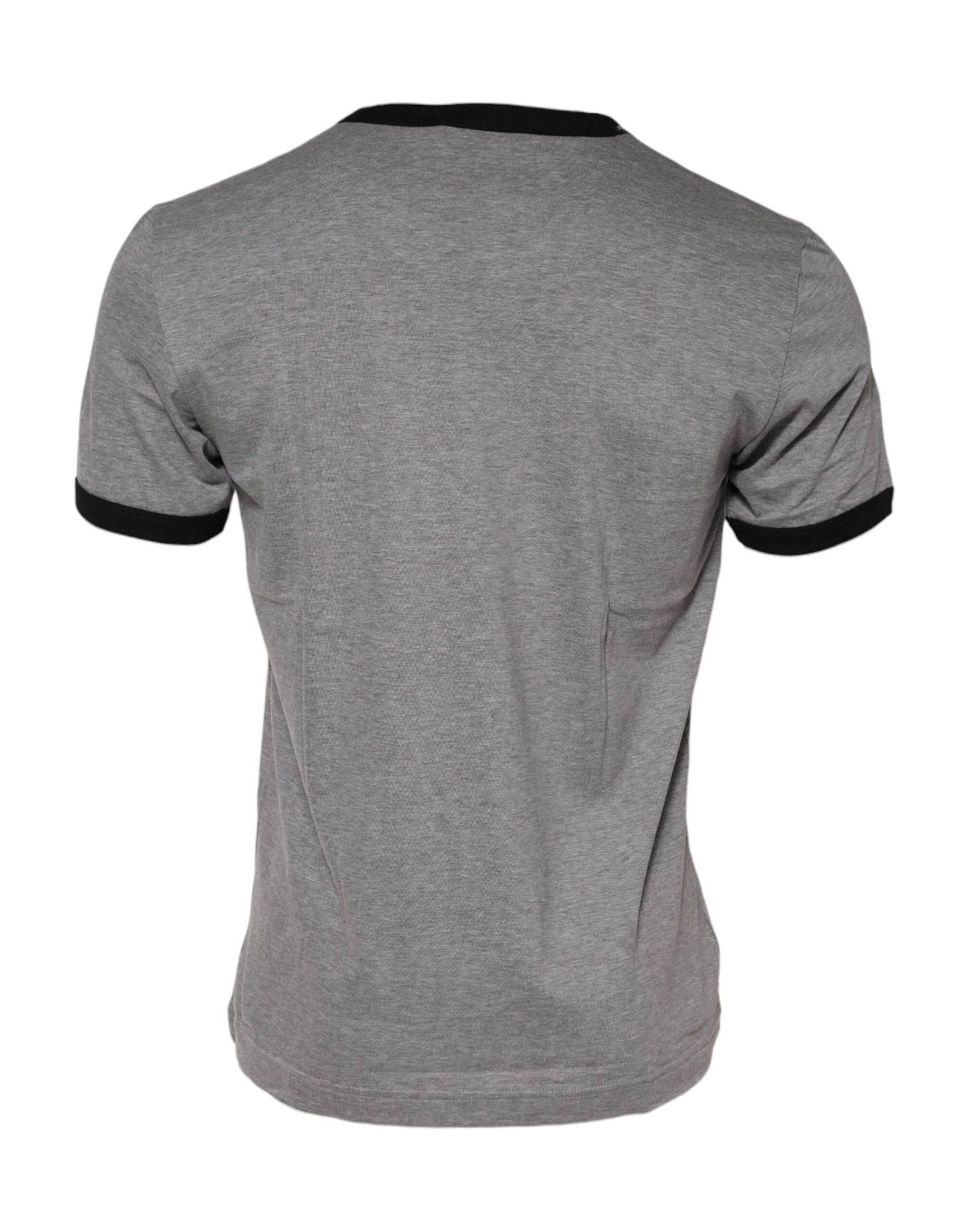 Dolce &amp; Gabbana Gray Sacred Heart Cotton Crew Neck T-shirt