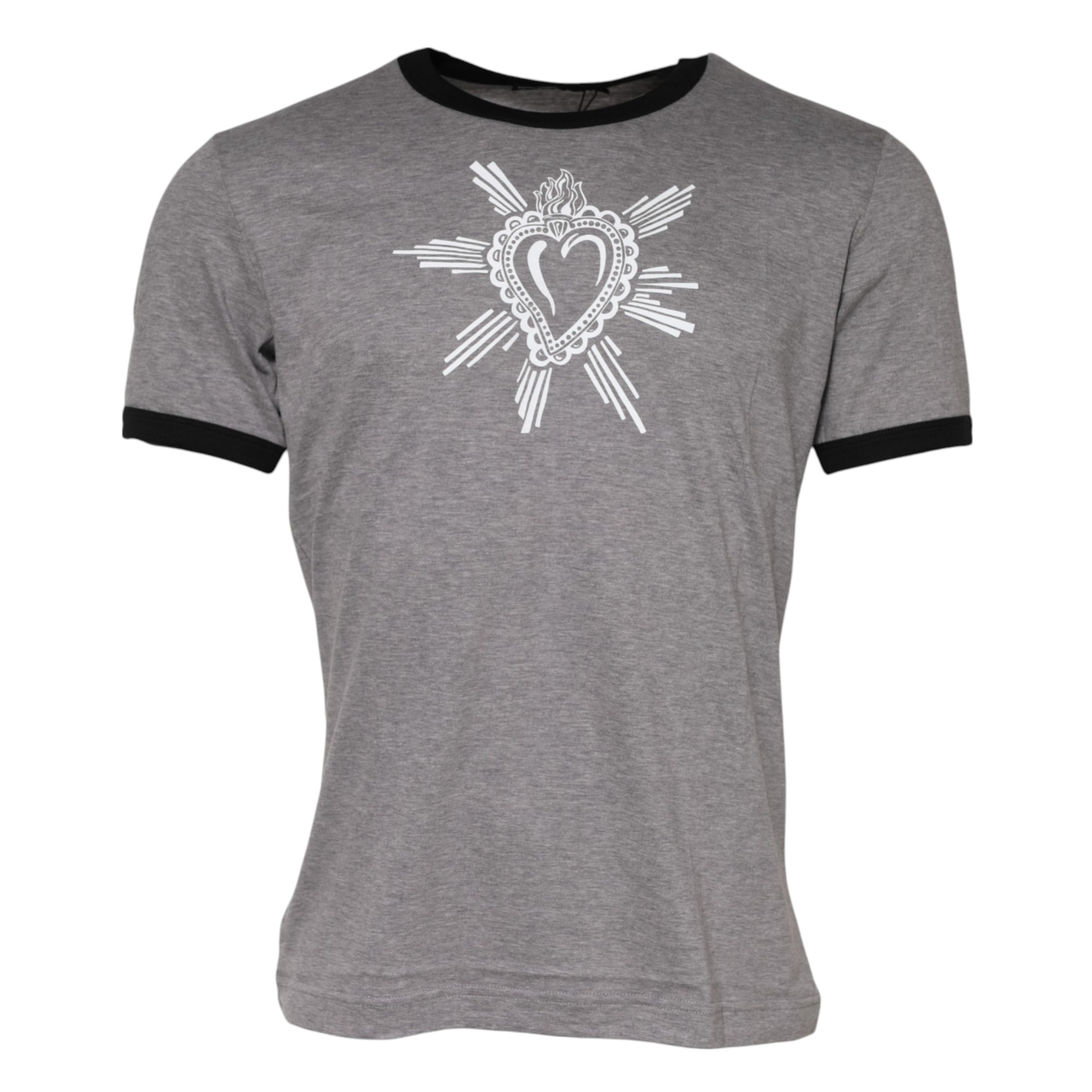 Dolce &amp; Gabbana Gray Sacred Heart Cotton Crew Neck T-shirt