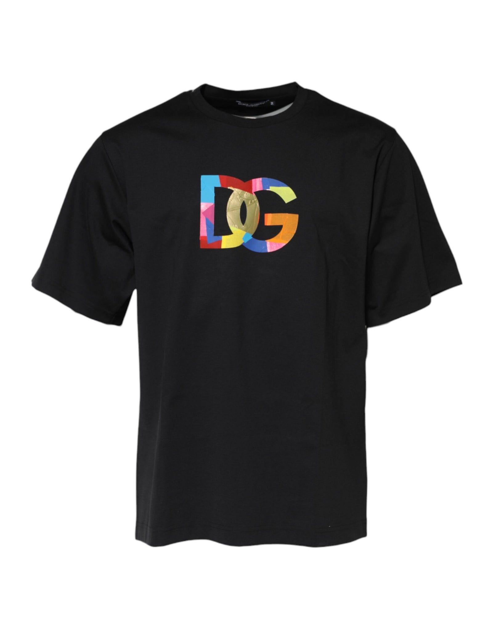 T-shirt ras du cou en coton noir Dolce &amp; Gabbana avec logo DG imprimé