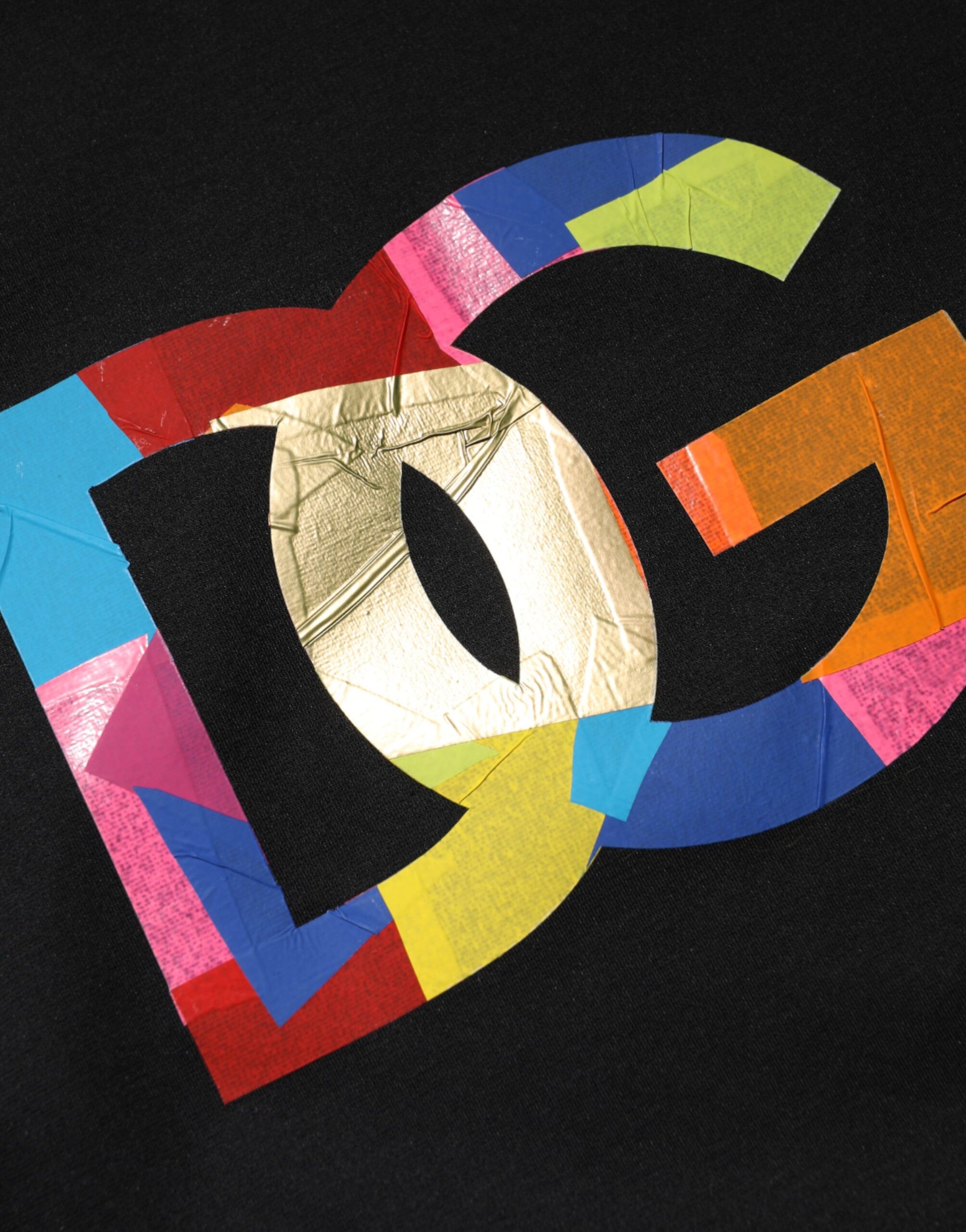 Dolce &amp; Gabbana Black DG Logo Print Cotton Crew Neck T-shirt
