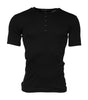 Dolce & Gabbana Black Cotton Knit Crew Neck Henley T-shirt