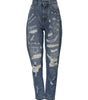 Dolce &amp; Gabbana Blue AMBER Tattered High Waist Denim Jeans 