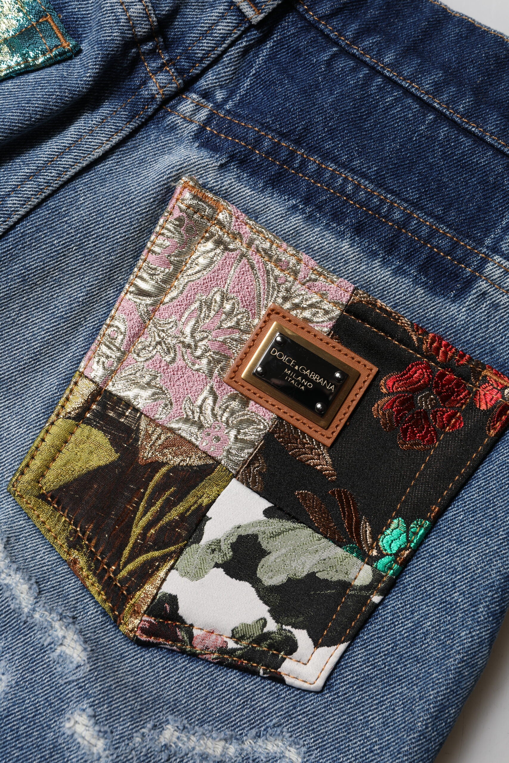 Dolce &amp; Gabbana Blue AMBER Tattered High Waist Denim Jeans 