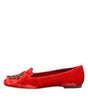 Dolce &amp; Gabbana Red Velvet DG Heart Loafers Flats Shoes