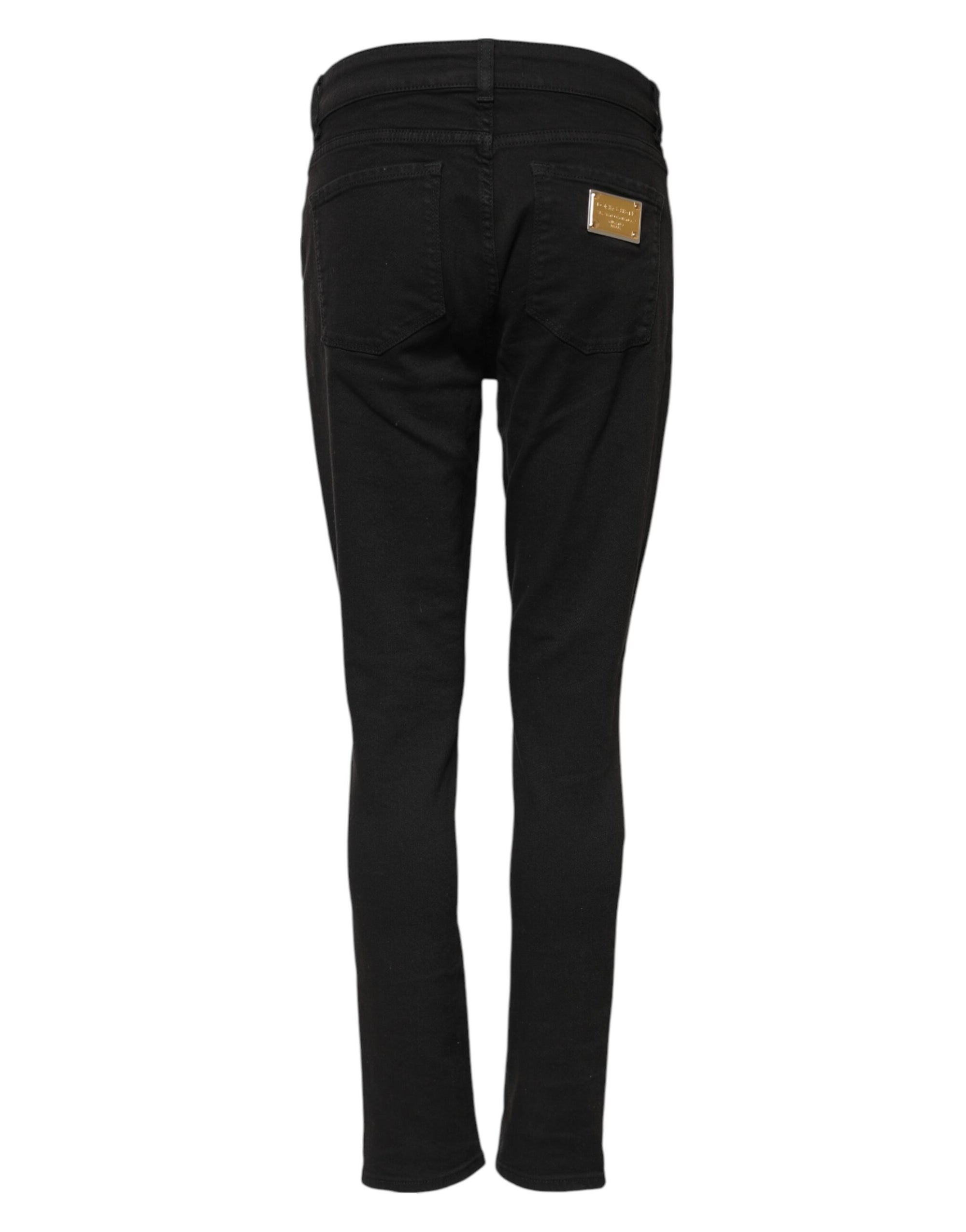 Dolce & Gabbana Black Cotton Skinny Mid Waist Denim Jeans