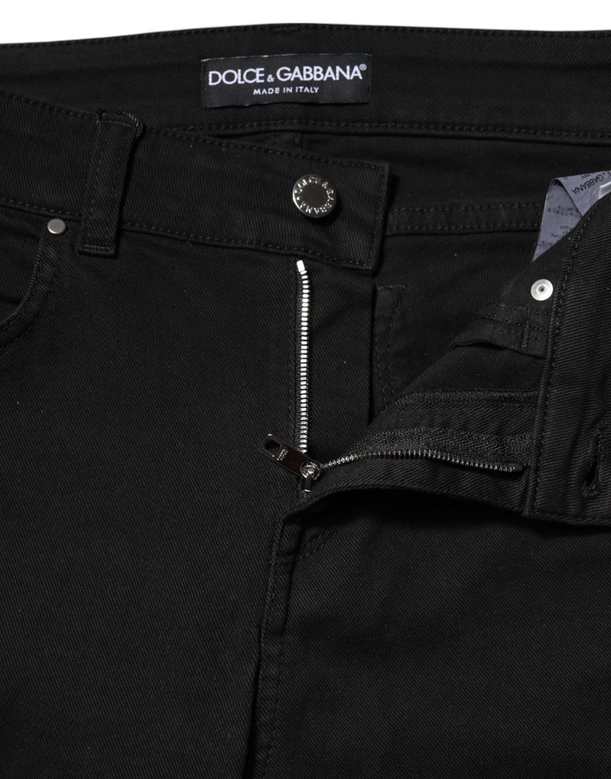 Jean skinny taille moyenne en coton noir Dolce &amp; Gabbana 