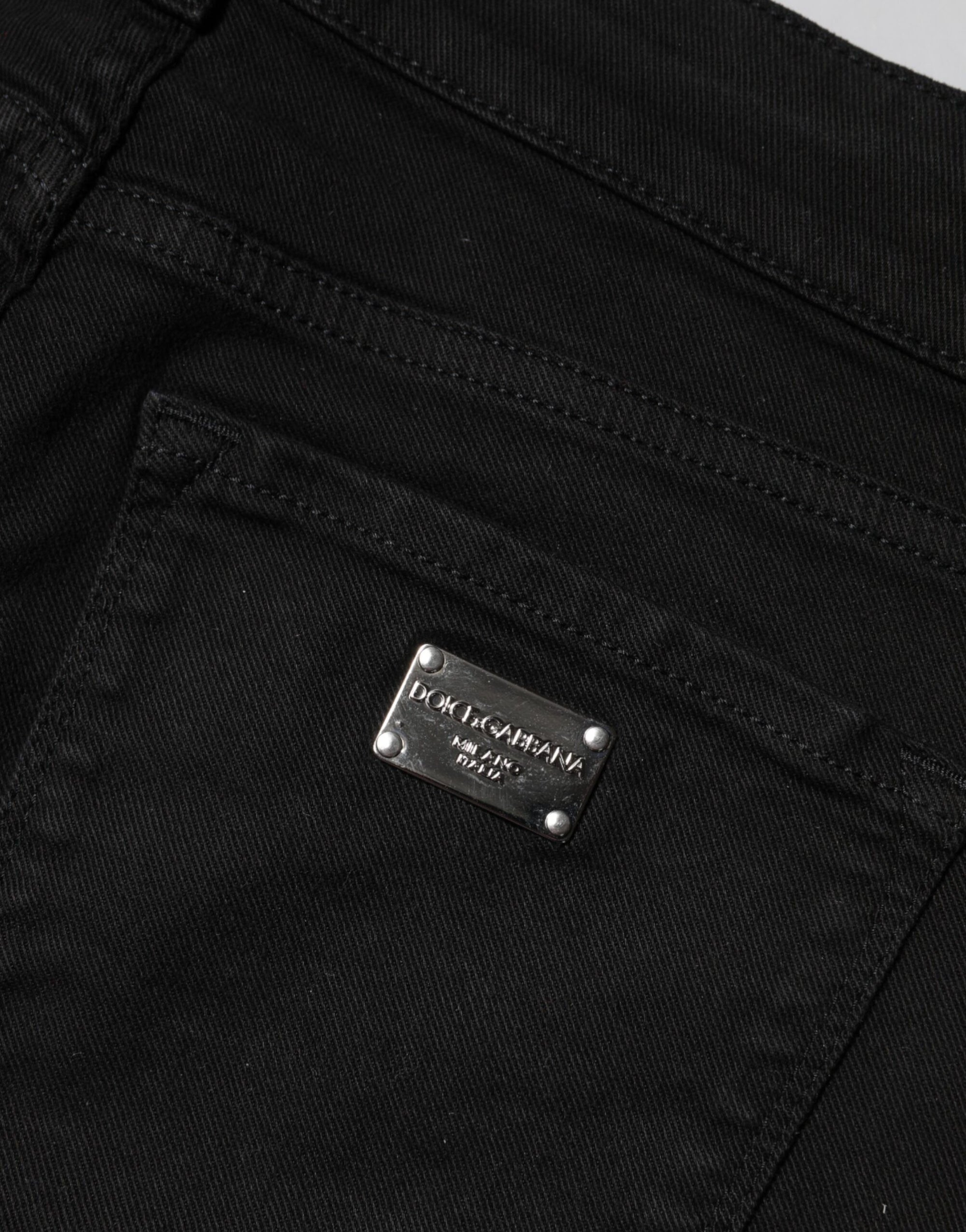 Jean skinny taille moyenne en coton noir Dolce &amp; Gabbana 