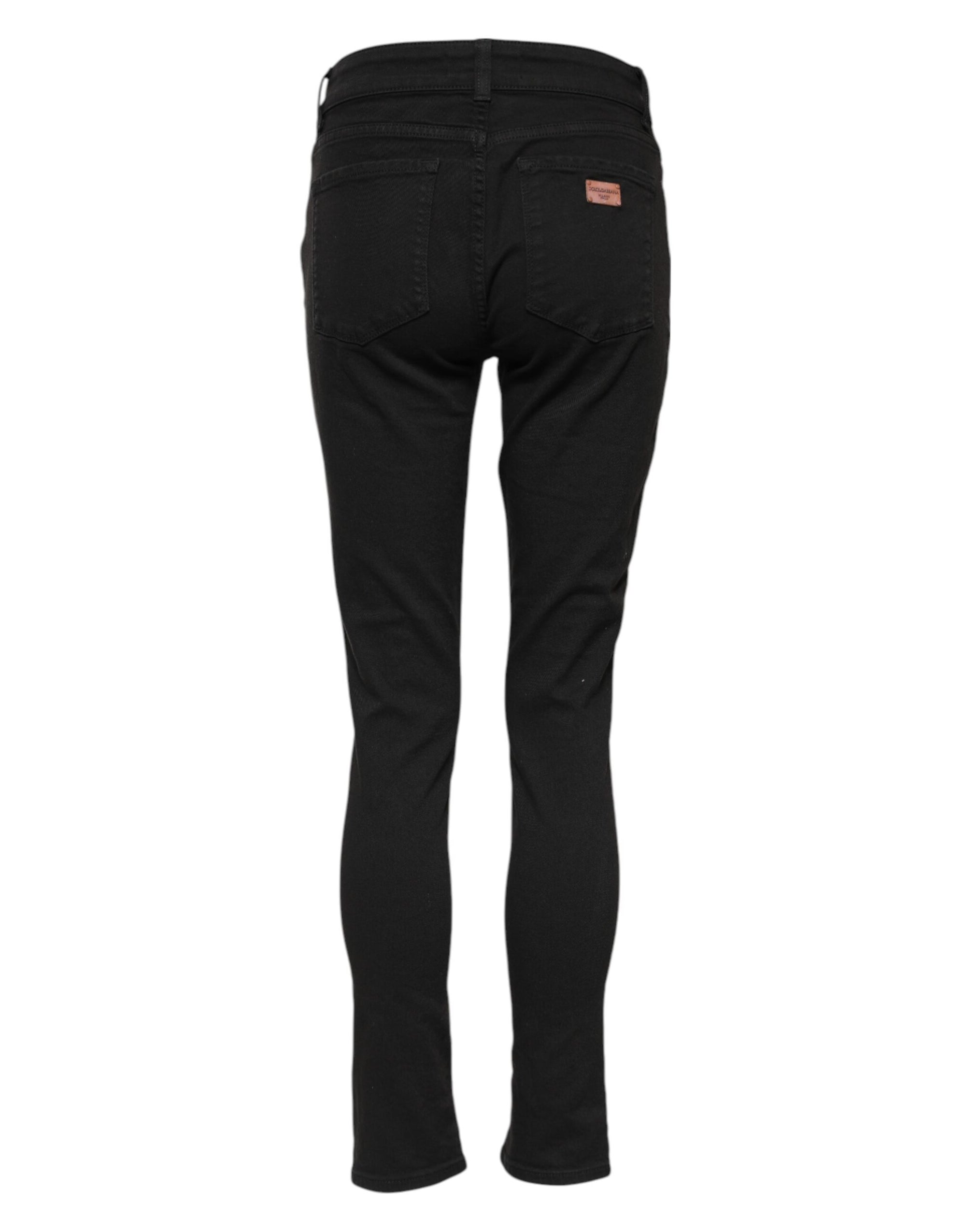 Dolce & Gabbana Black Cotton Skinny Mid Waist Denim Jeans 