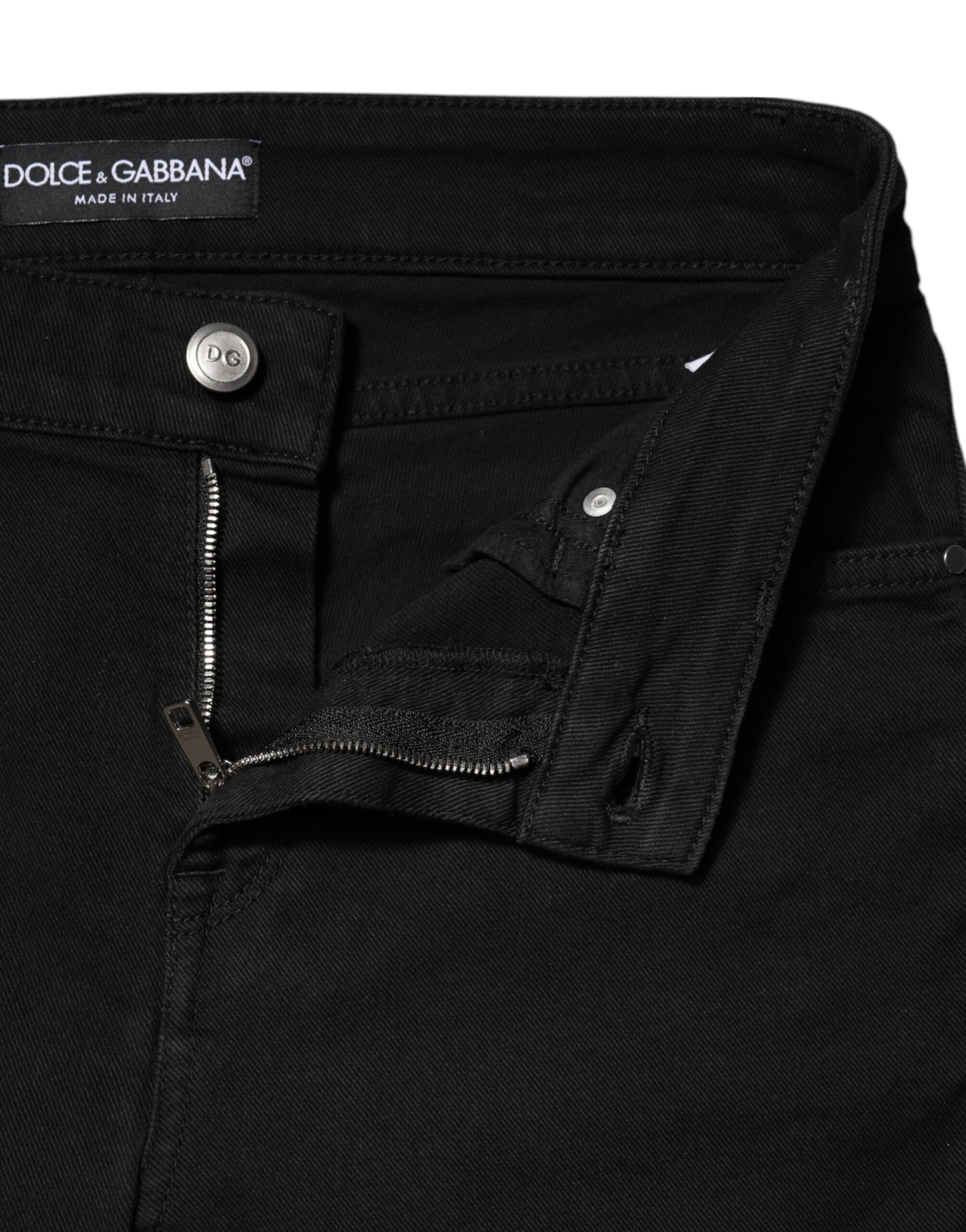 Dolce & Gabbana Black Cotton Skinny Mid Waist Denim Jeans 