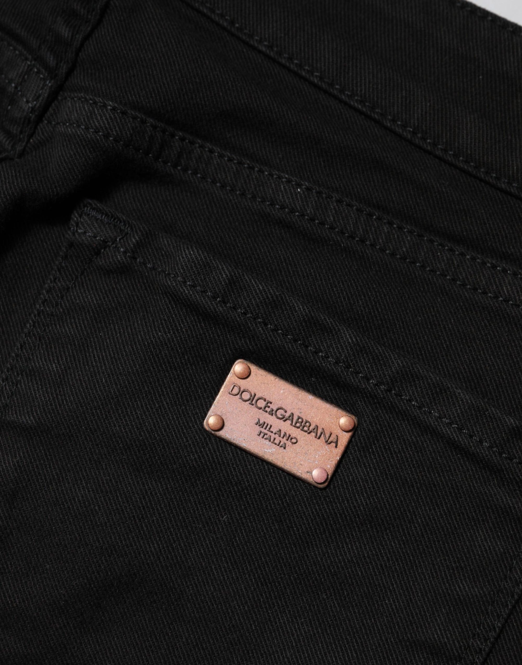 Dolce & Gabbana Black Cotton Skinny Mid Waist Denim Jeans 