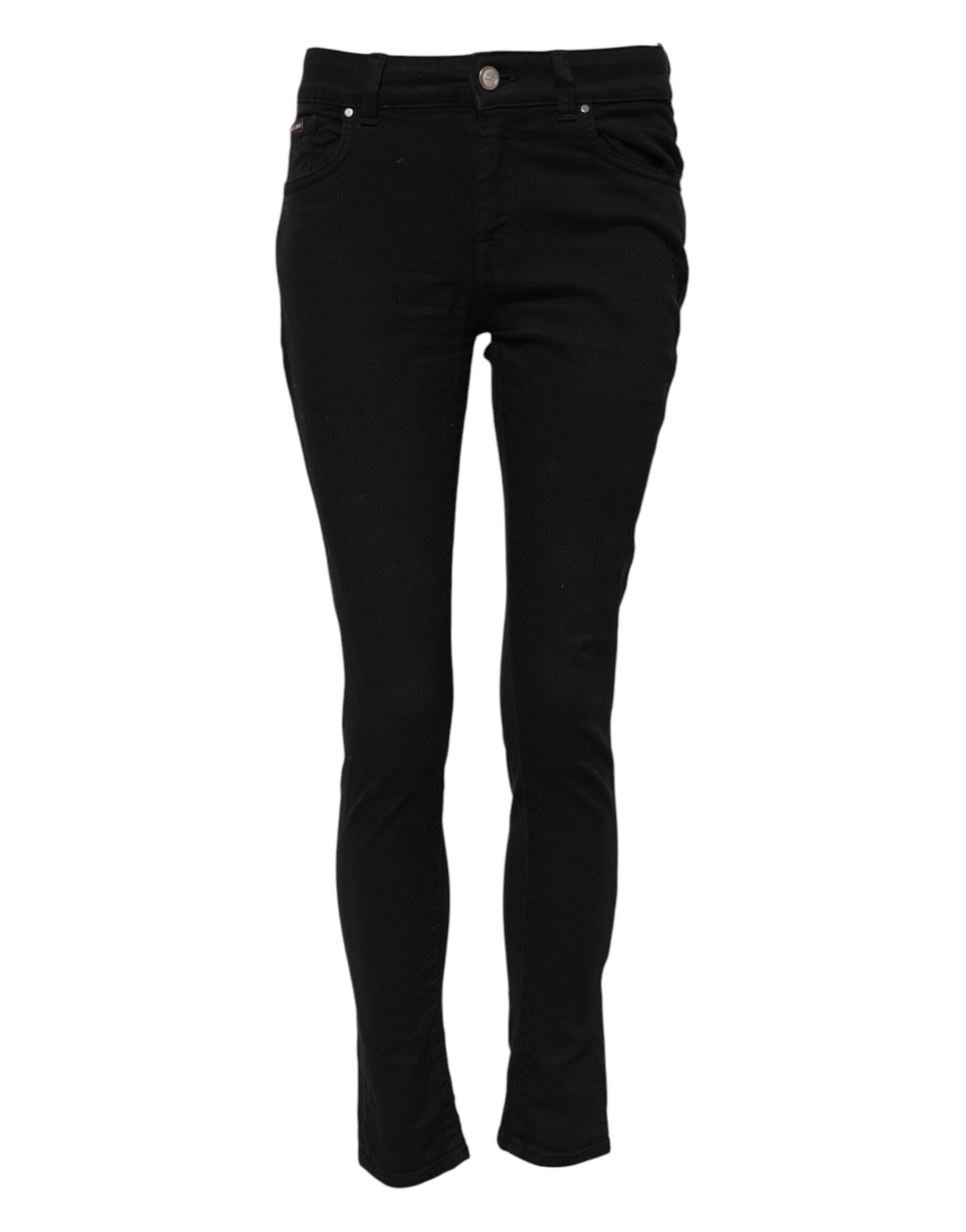 Jean skinny taille moyenne en coton noir Dolce &amp; Gabbana 