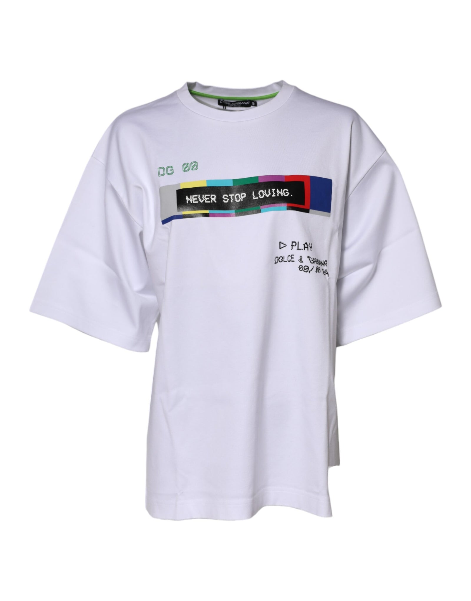 T-shirt à manches courtes imprimé en coton blanc Dolce &amp; Gabbana 