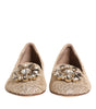 Dolce & Gabbana Ivory Taormina Lace Crystals Flats Shoes