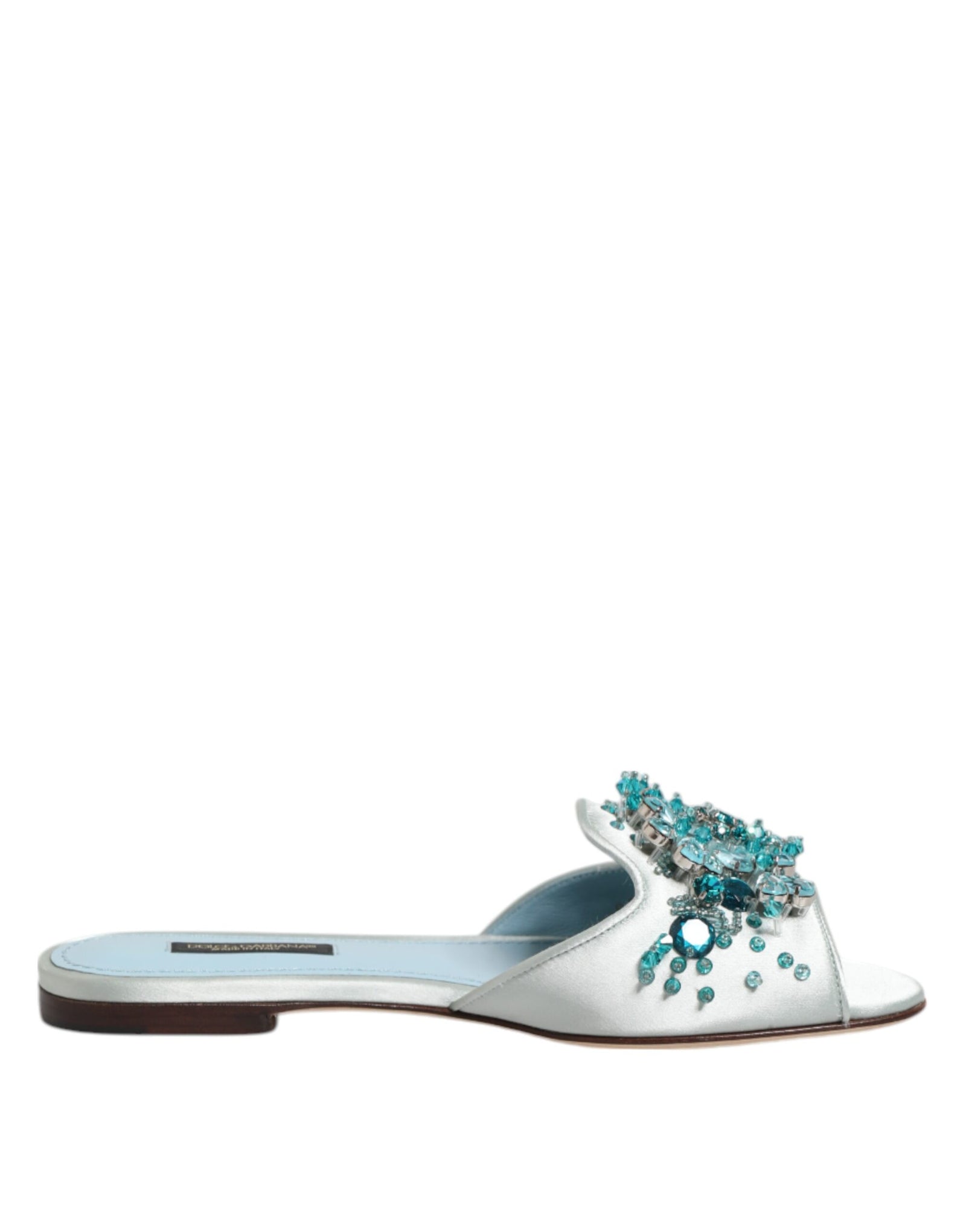 Chaussures à enfiler Dolce &amp; Gabbana en cuir bleu argenté ornées de perles