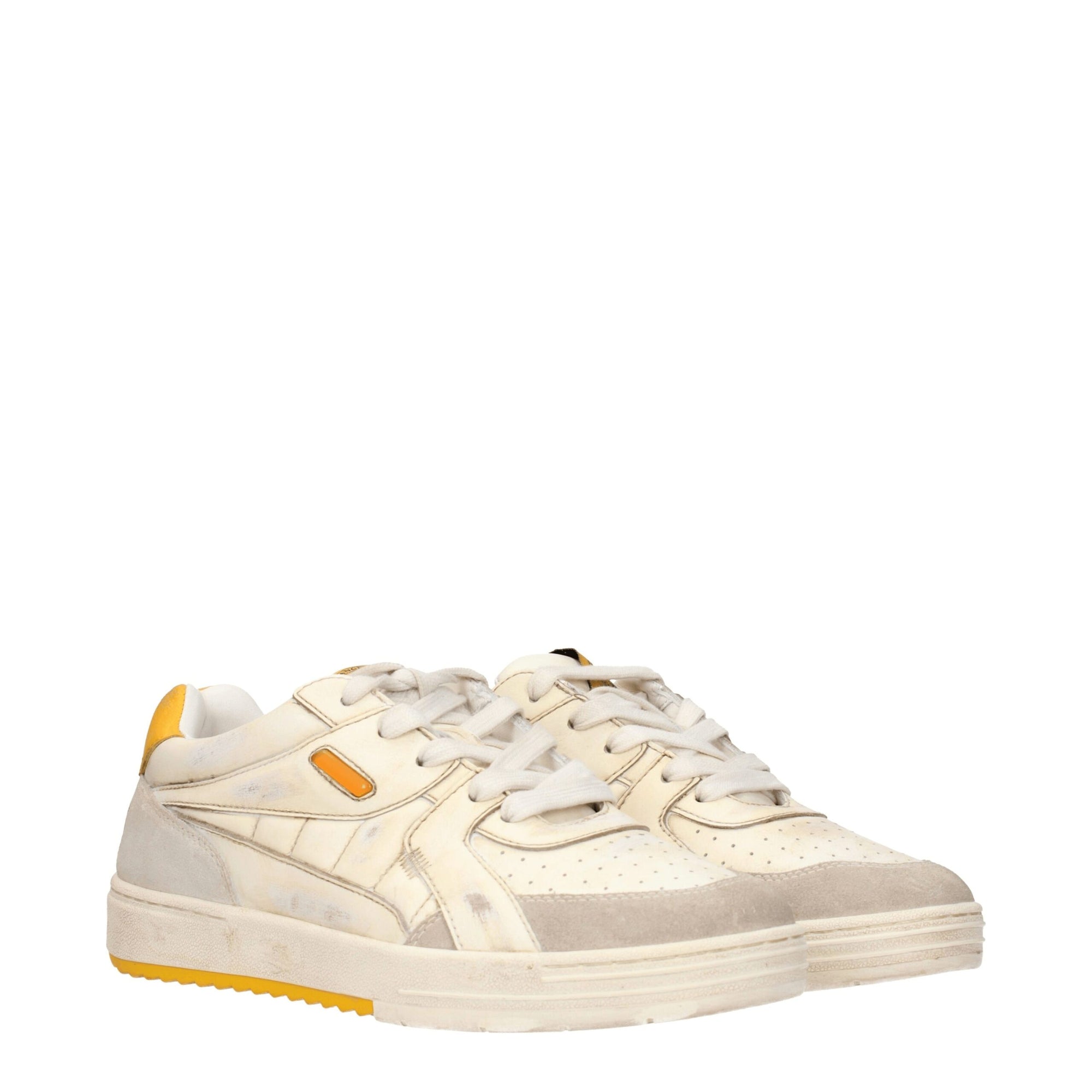 Palm Angels Beige Leather Chunky Sneakers