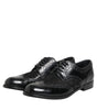 Dolce & Gabbana Black Leather Floral Lace Dress Formal Shoes
