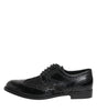 Dolce & Gabbana Black Leather Floral Lace Dress Formal Shoes