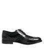 Dolce & Gabbana Black Leather Floral Lace Dress Formal Shoes