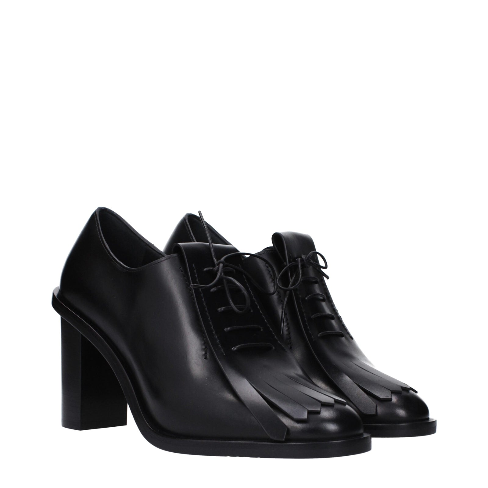 Max Mara Black Leather Lace-Up