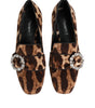 Dolce &amp; Gabbana Brown Leopard Print Crystals Loafers Flats Shoes