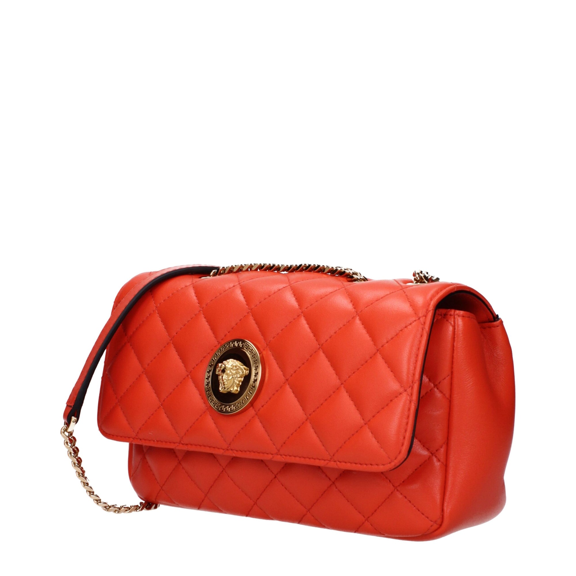 Sacs à bandoulière en cuir orange Versace