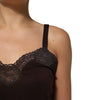 Débardeur sans manches en laine marron foncé avec bordure en dentelle Dolce &amp; Gabbana