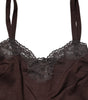 Débardeur sans manches en laine marron foncé avec bordure en dentelle Dolce &amp; Gabbana