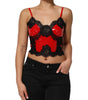Dolce & Gabbana Red Black Lace Trim Polyester Sleeveless Tank Top