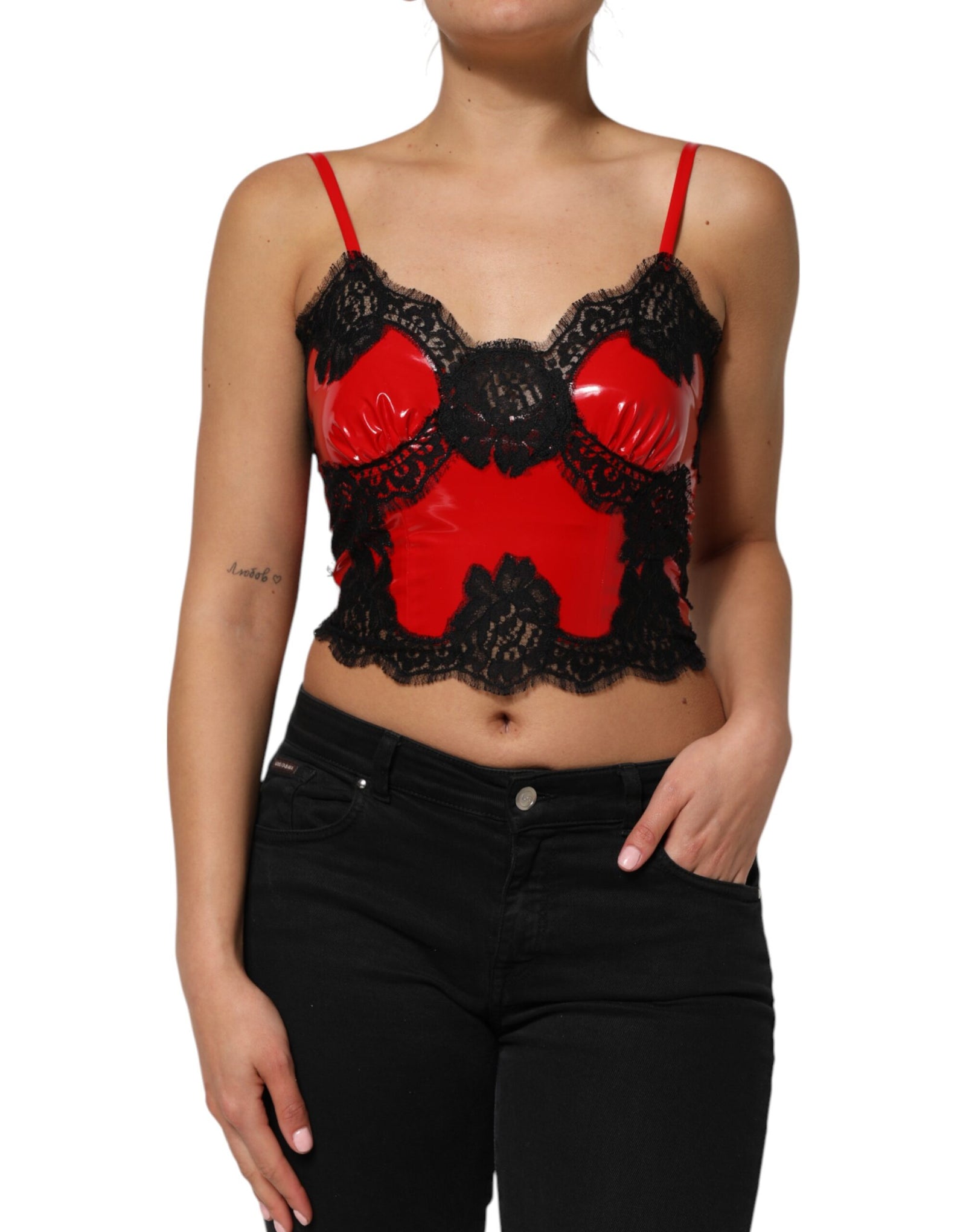 Débardeur sans manches en polyester rouge et noir Dolce &amp; Gabbana