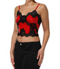 Dolce & Gabbana Red Black Lace Trim Polyester Sleeveless Tank Top