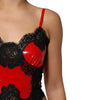 Dolce & Gabbana Red Black Lace Trim Polyester Sleeveless Tank Top