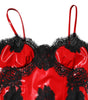 Dolce & Gabbana Red Black Lace Trim Polyester Sleeveless Tank Top