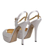 Dolce & Gabbana White Satin Platform Heels Sandals Shoes