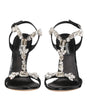 Dolce & Gabbana Black Keira Crystals Heels Sandals Shoes