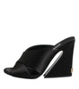 Dolce & Gabbana Black Logo KEIRA Satin Slides Sandals Shoes