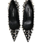 Dolce & Gabbana Black Crystals Studs Stiletto Pumps Shoes