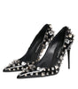 Dolce & Gabbana Black Crystals Studs Stiletto Pumps Shoes