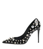 Dolce & Gabbana Black Crystals Studs Stiletto Pumps Shoes