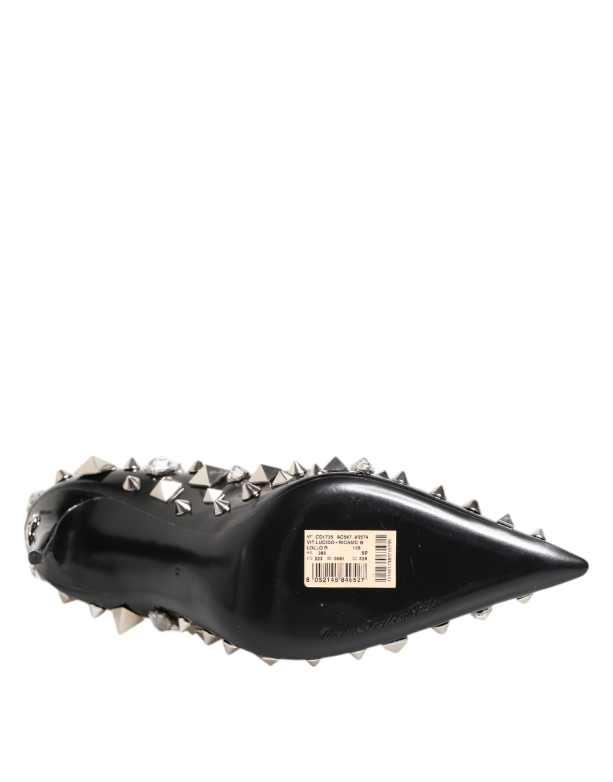 Dolce & Gabbana Black Crystals Studs Stiletto Pumps Shoes