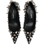 Dolce & Gabbana Black Crystals Studs Stiletto Pumps Shoes