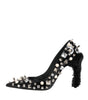 Dolce & Gabbana Black Crystals Studs Stiletto Pumps Shoes