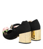 Dolce & Gabbana Black Flower Crystal Embellished Mary Jane Shoes