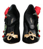 Dolce & Gabbana Black Roses Crystal Brooch Mary Jane Shoes