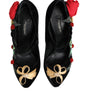 Dolce & Gabbana Black Roses Crystal Brooch Mary Jane Shoes