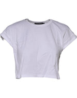 T-shirt court à col rond en coton blanc Dolce &amp; Gabbana