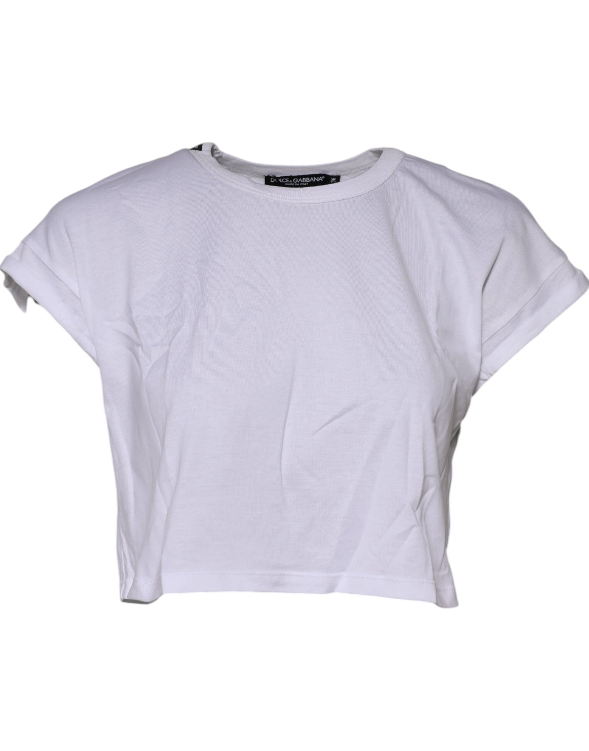 T-shirt court à col rond en coton blanc Dolce &amp; Gabbana